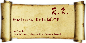 Ruzicska Kristóf névjegykártya
